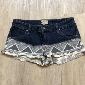 Unique Roxy Patterned Shorts, Blue denim